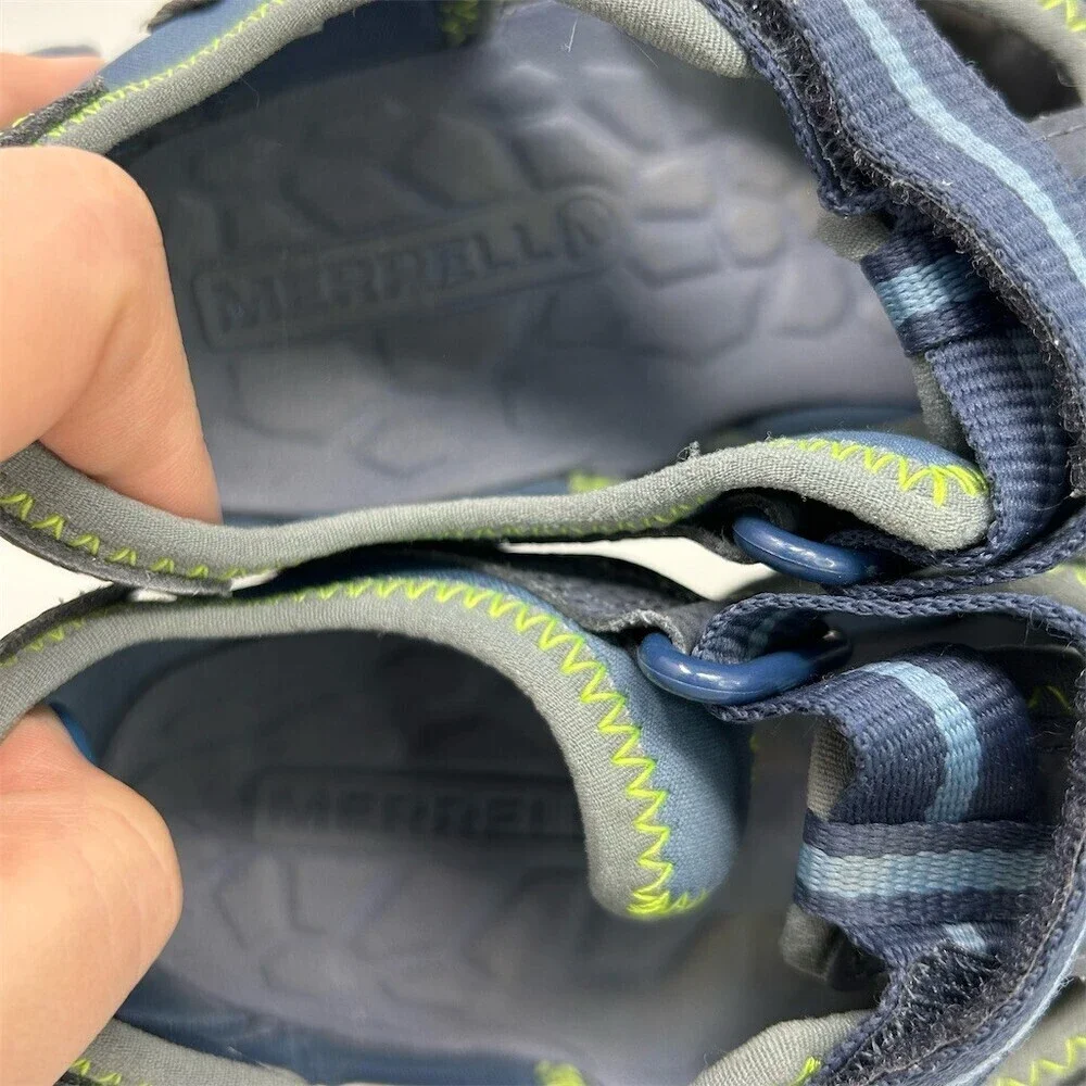 Merrell Hydro Hiker Sandals Unisex Kids Navy Green Closed Toe Water Shoes Size 6